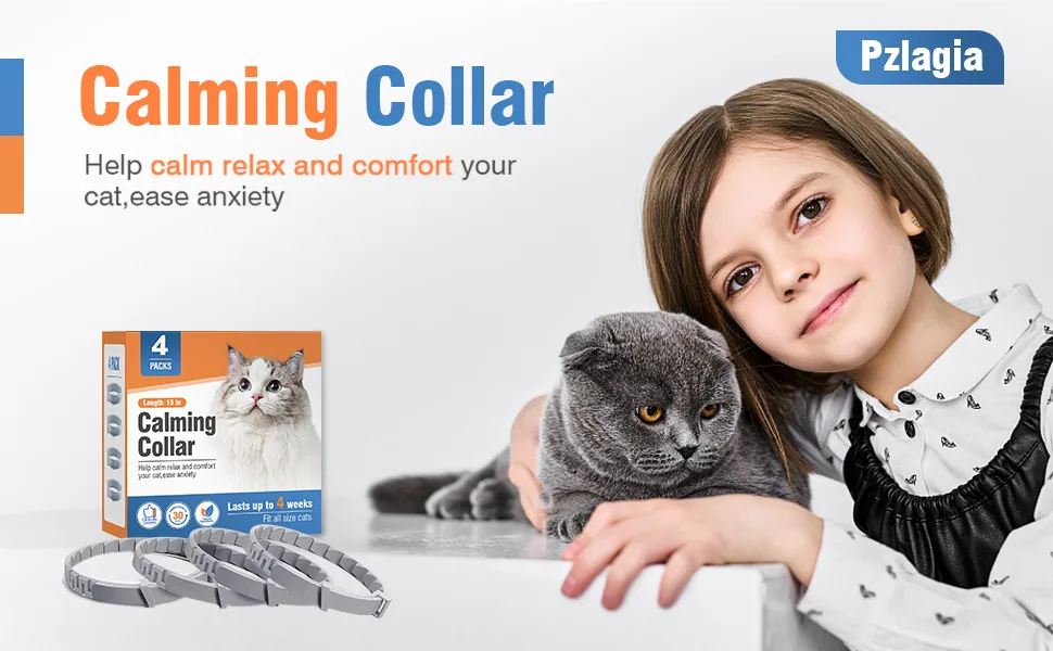 4 Packs Cat Calming Collar for Cats Pheromone Collar Efficient Relieve Reduce Anxiety Stress Pheromones Calm Relaxing Comfortable Collars Long-Lasting 30 Days Adjustable Breakaway Design Gray Grey - calming collar for cats