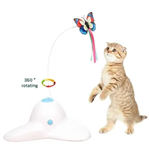 Flurff Cat Toys, Interactive Cat Toy Butterfly Funny Exercise Electric Flutter Rotating Kitten Toys, Cat Teaser with Replacement White - 2222