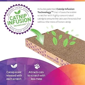 SmartyKat Scratch Up Hanging Corrugated Cat Scratchers for Cats & Kittens, Stimulating, Promotes Healthy Nail Growth Scratch Up (Catnip Infused) Single Pack - Catnip Infusion Technology