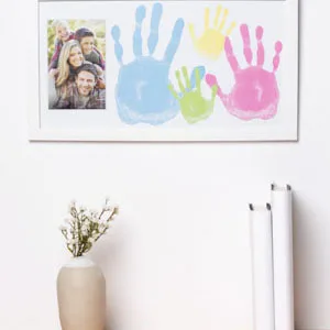 Tiny Ideas Family Handprint Frame and Paint Kit, DIY Crafts, Family Craft Night, White Family Handprint DIY Frame - tiny ideas frame