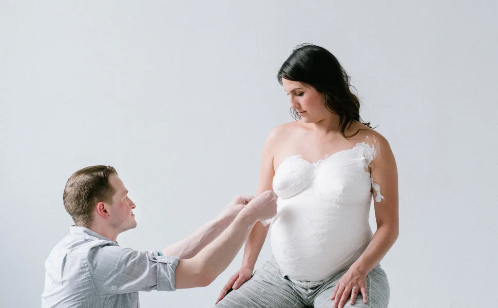 Kate & Milo Belly Casting Kit, Gender-Neutral Pregnancy Keepsake for Expecting Mothers, Baby Nursery Dcor, Mothers Day Keepsake, White - belly casting kit