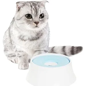 PawsMark Anti-Splash Dripless Drinking Water Slow Feeder Dispenser Car Bowl for Pets, White (QI003724) - Splash-Less Design-