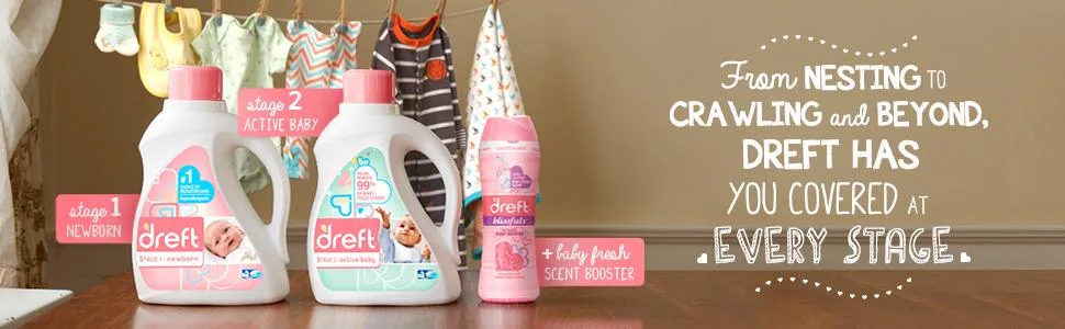 Dreft Stage 2: Active Baby Liquid Detergent natural for Baby, Newborn, or Infant (HEC) 50oz, 32 loads (Packaging May Vary) - product information 1