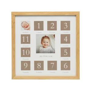 Kate & Milo Babys First Year Frame, Monthly Growth Baby Keepsake Frame, Gender-Neutral Baby Nursery Dcor, Classic Wood Picture Frame Classic First Year Frame - first year frame