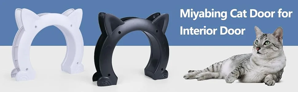 Miyabing Cat Door Interior Door, Pet Door Gate Hole Pass Through for Dogs Kitty Kittens, Easy to Install White - product information 1