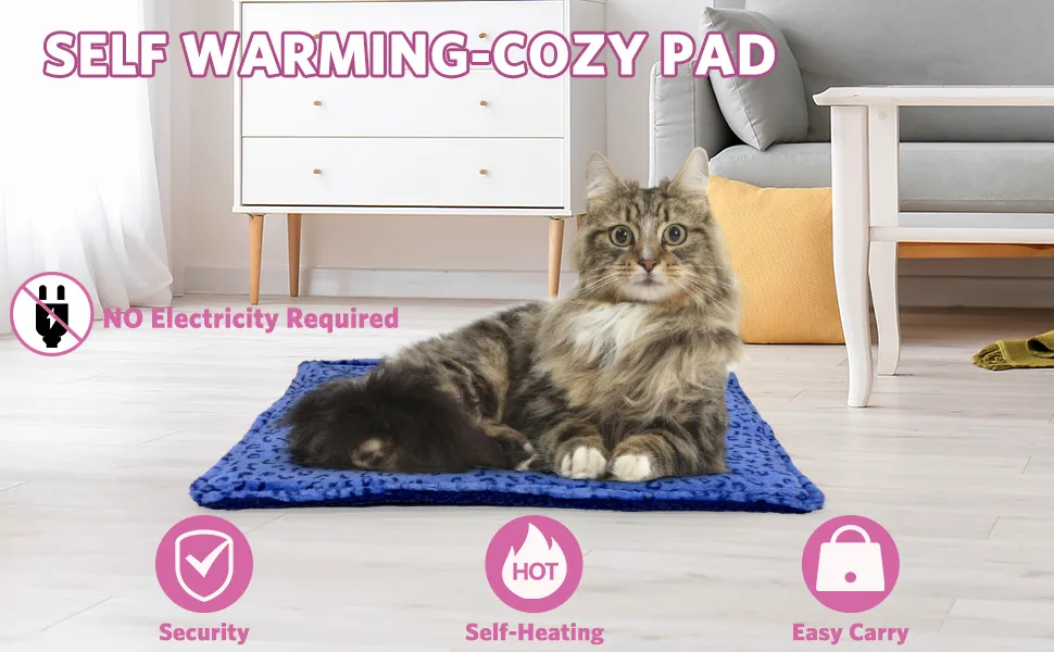 Marunda Self-Warming Cat Bed ,Super Soft Dog Bed Crate Bed Blanket, Self Heating Cat Pad, Thermal Cat and Dog Warming Bed Mat. Self-Warming S - 22" * 15" - THERMAL cat mat