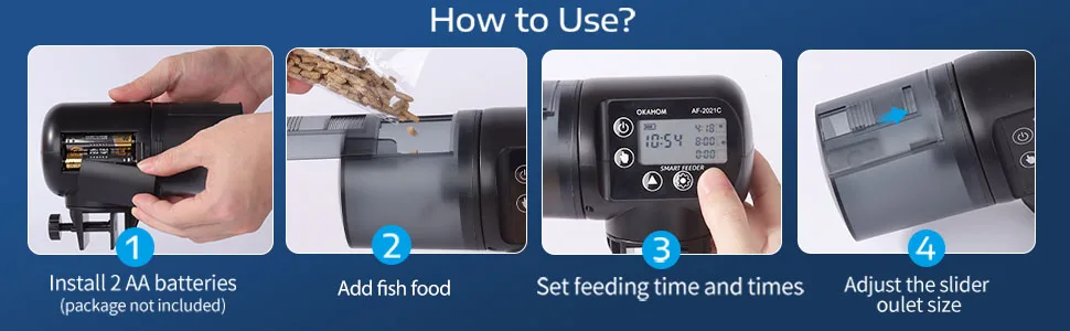 Automatic Fish Feeder for Aquarium - Easy Programmable Fish Feeder Automatic Dispenser for Turtle Fish Tank Timer Fish Food Vacation Feeder for Weekend, 200ml/6.7oz, Moisture-Proof - automatic fish feeder