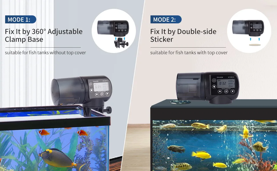 Automatic Fish Feeder for Aquarium - Easy Programmable Fish Feeder Automatic Dispenser for Turtle Fish Tank Timer Fish Food Vacation Feeder for Weekend, 200ml/6.7oz, Moisture-Proof - fish feeder automatic dispenser