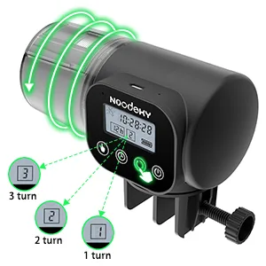 Noodoky Automatic Fish Feeder, Easy Setup Auto Fish Food Dispenser with USB Cable, Timed Feeder for Aquarium, Small Fish Turtle Tank, Auto Feeding on Vacation or Holidays - fish feeder