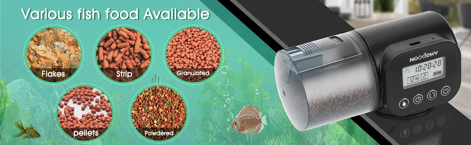 Noodoky Automatic Fish Feeder, Easy Setup Auto Fish Food Dispenser with USB Cable, Timed Feeder for Aquarium, Small Fish Turtle Tank, Auto Feeding on Vacation or Holidays - fish feeder