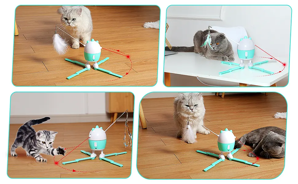 AINOI Cat Toys Interactive for Indoor Cats Light Feather Automatic Rotation Kitten Toys with Detachable Cat Wand - kitten toys