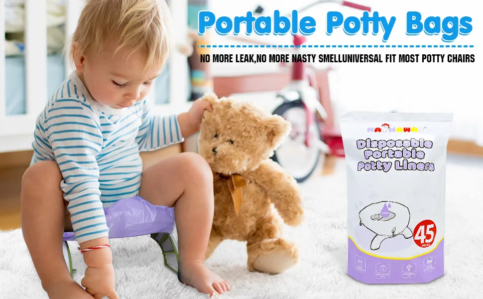 Potty Liners for Portable Potty Refill Bags Compatible with OXO tot, Potette Travel Potty 45pcs Liners - portable potty bags