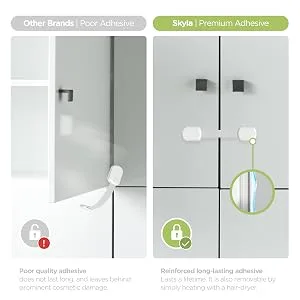Baby Proof Strap Locks (20-Pack) by Skyla Homes - No Tools or Screws Needed, Wipes Included - Multipurpose Cabinet Locks for Child Safety - Baby proof cabinet straps have long lasting adhesive which won
