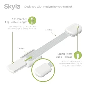 Baby Proof Strap Locks (20-Pack) by Skyla Homes - No Tools or Screws Needed, Wipes Included - Multipurpose Cabinet Locks for Child Safety - Child locks straps for cabinets is hard to figure out for kids yet easy to open for adults