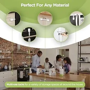 Baby Proof Strap Locks (20-Pack) by Skyla Homes - No Tools or Screws Needed, Wipes Included - Multipurpose Cabinet Locks for Child Safety - Perfect for any material multiple uses