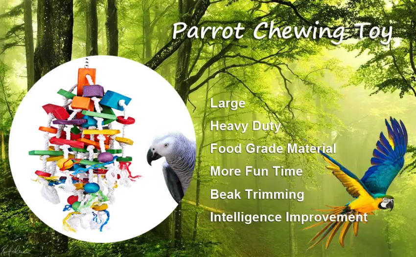 KINTOR Bird Chewing Toy Large Medium Parrot Cage Bite Toys African Grey Macaws Cockatoos Eclectus Amazon Waterfall - Bird Chewing Toy Large Medium Parrot Cage Bite Toys African Grey Macaws Cockatoos Eclectus Amazon