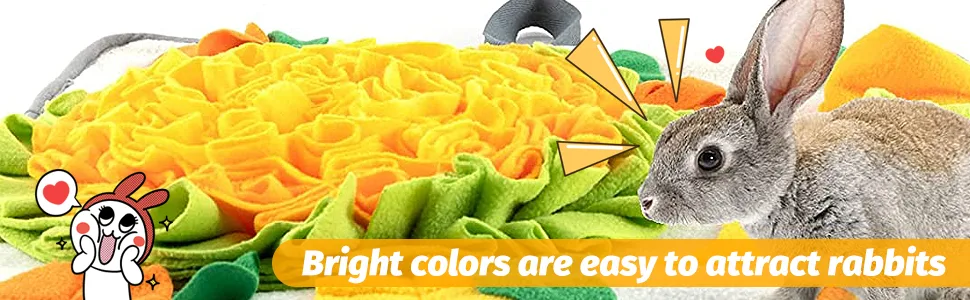 Rabbit Foraging Mat with Fixing Handle- Machine Washable Polar Fleece Pet Snuffle Pad- Funny Interactive Nosework Feeding Mat- Rabbit Hay Feeder Mat for Rabbits Bunny Guinea Pigs Ferrets Multi-colored - product information 2