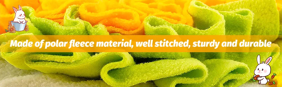 Rabbit Foraging Mat with Fixing Handle- Machine Washable Polar Fleece Pet Snuffle Pad- Funny Interactive Nosework Feeding Mat- Rabbit Hay Feeder Mat for Rabbits Bunny Guinea Pigs Ferrets Multi-colored - product information 5
