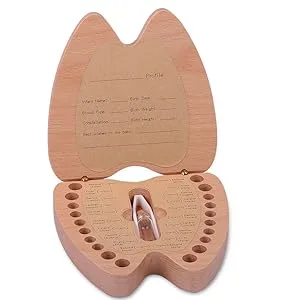 Baby Teeth Keepsake Box Artinova Wooden Box Tooth Shaped Box for Boys Girls, ARTA-0060 - keeps box