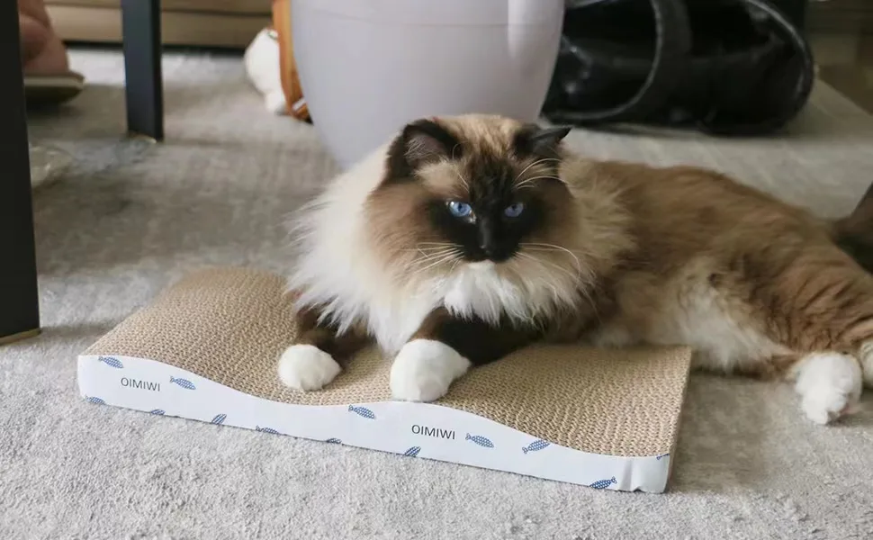 OIMIWI Cat Scratcher 2/4 PCS Pad, Cardboard with Premium Reversible Scratch Textures Design Wide Durable Scratching Pad 2 pcs - cat scratching pad
