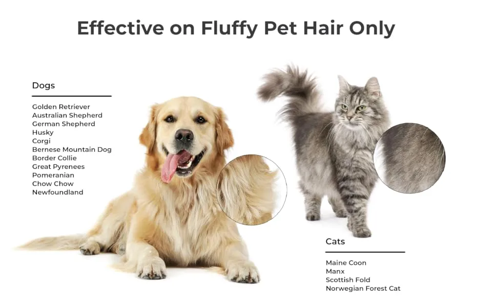 Lilly Brush - Fluffy Pet Brush - Effective on fluffy pet hair only. What type of dogs and cats are considered fluffy pets