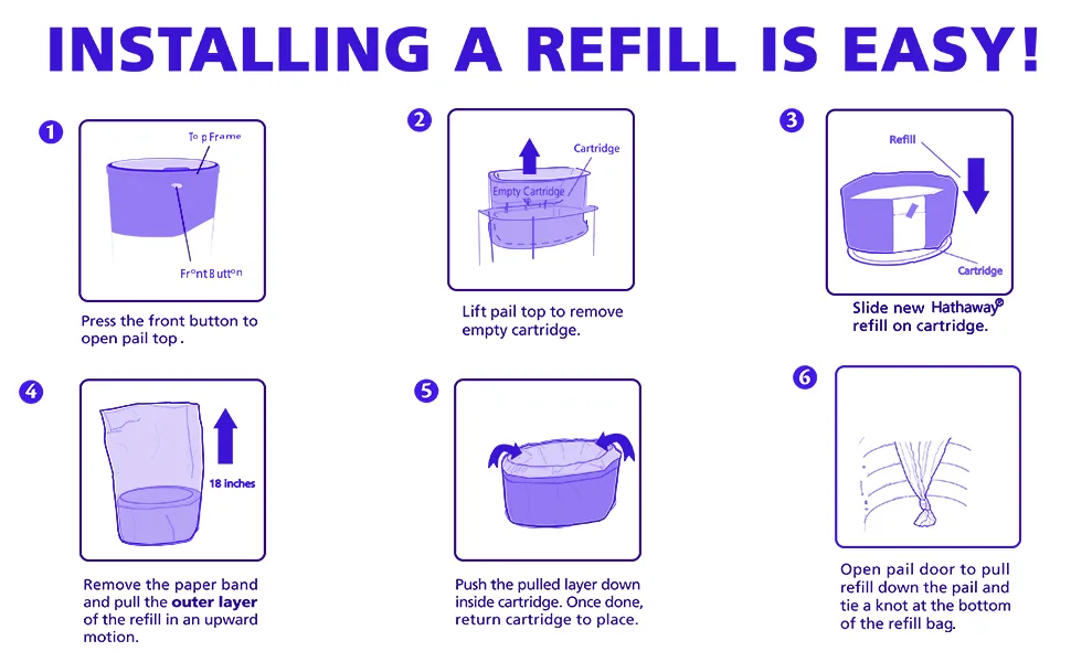 Refills Compatible with Dekor Classic Diaper Pail Refills 4 Pack Diaper Pail Liners Lavender Scent Classic-4pcs - how to install a refill bag