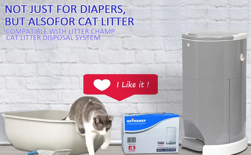 Refills Compatible with Dekor Classic Diaper Pail Refills 4 Pack Diaper Pail Liners Lavender Scent Classic-4pcs - Litter champ refill bags