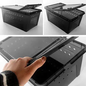 kathson Reptile Feeding Box Small Snake Breeding Container Transparent Portable Hatching Incubation Box Mini Pet House for Lizard Tarantula Spider Frog Scorpion (Black) - product information 3