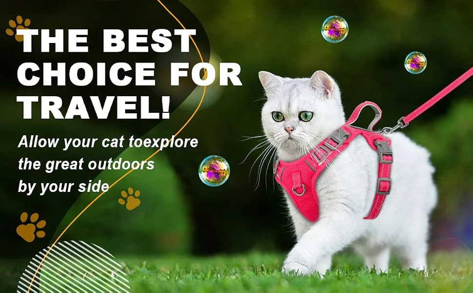 Cat Harness and Leash Set for Walking Escape Proof for Small Large cat Kitten Harness with ID tag Pocket X-Small Pink - Cat Harness and Leash Set for Walking Escape Proof