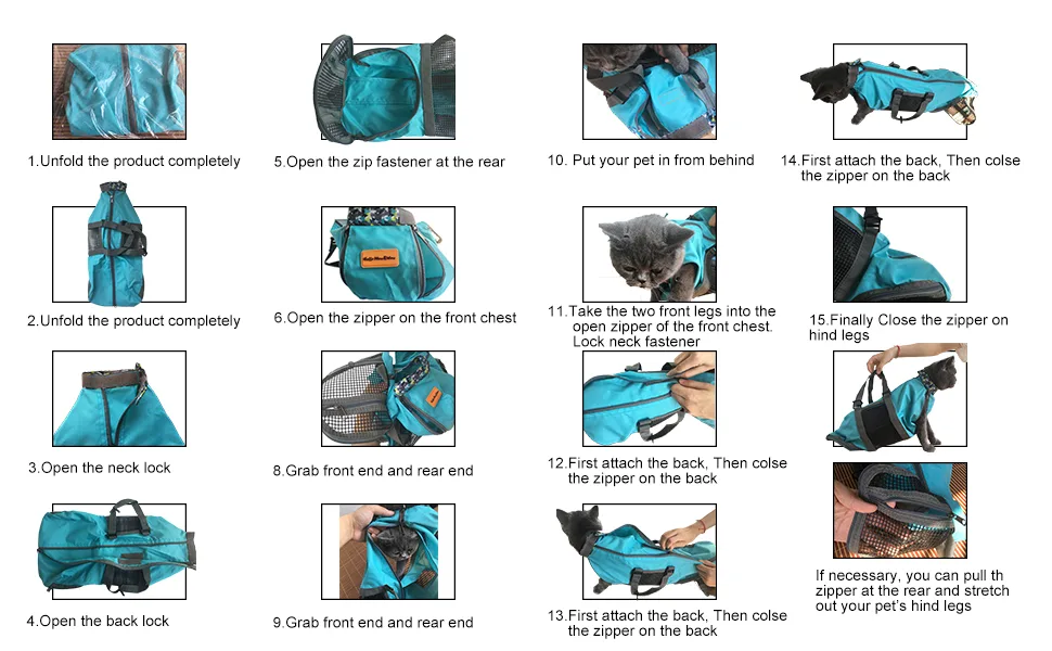 Cinf Cat Nail Clipping Cleaning Grooming Restraint Bag No Scratching Biting for Bathing Nail Trimming Injecting Examining Medium Blue - product information 5