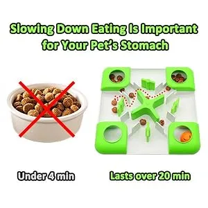 AQluming Cat Puzzle Feeder Cat Treat Toy - Cat Slow Feeder Food Dispenser Green - Slow Eating