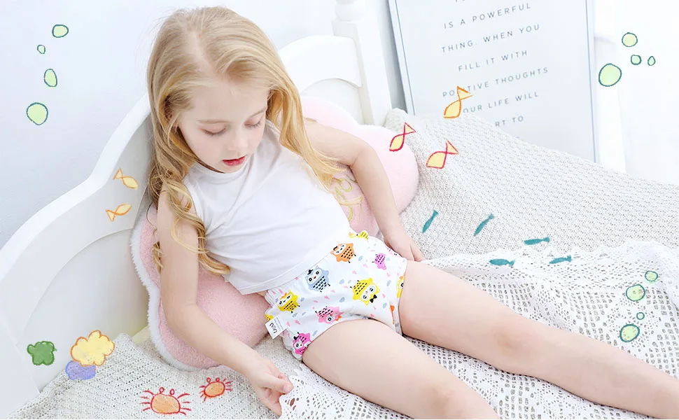 Toddler Potty Training Pants 4 Pack,Cotton Training Underwear Size 2T,3T,4T,Waterproof Underwear for Kids Pink 4T - toddler boys underwear training pants for baby girls