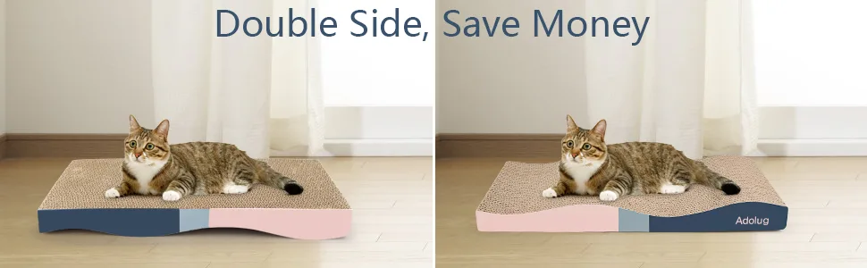 Adolug Cat Scratch Pad, Cat Scratcher Cardboard with Premium Reversible Scratch Textures Design, Corrugated and Zero Odor Cat Scratcher with Catinp and Mini Toy 3PCS - product information 4
