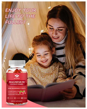 WOGORGT Magnesium Glycinate Gummies 400mg - Raspberry - 60 Gummies - product information 3