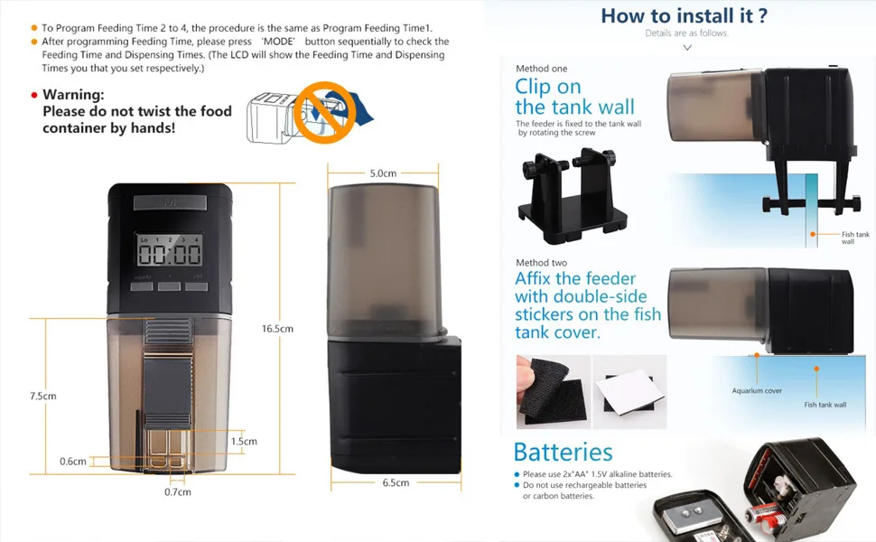 Aquarium Fish Feeder Automatic Fish Feeders Auto Fish Food Timer Feeder for Fish Tank - product information 22