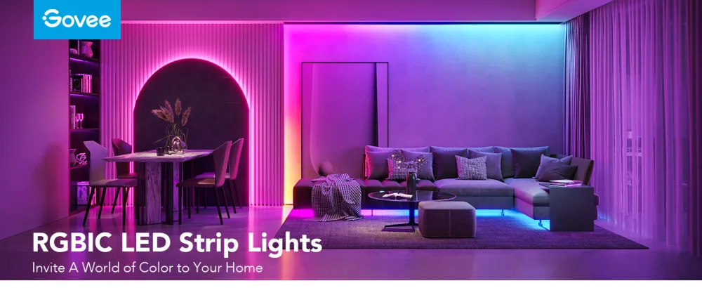 Govee RGBIC LED Strip Lights Smart LED Lights for Bedroom - Size 16.4ft - White - H617X