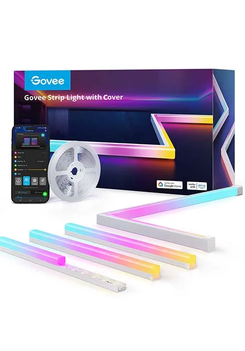 Govee RGBIC LED Strip Lights Smart LED Lights for Bedroom - Size 16.4ft - White - H61B5