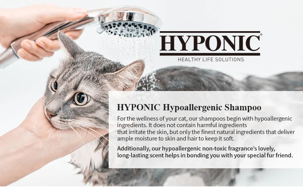 HYPONIC Hypoallergenic Premium Shampoo for All Cats ( Scented / Unscented ) - Cat Shampoo for Dry Skin, Dandruff, Allergy Unscented (10.14 oz) - images