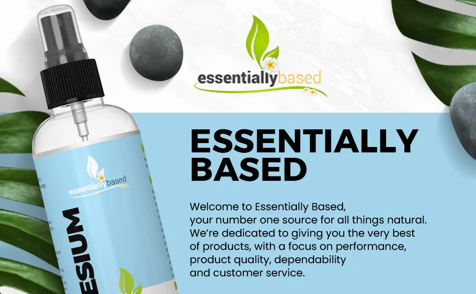 Essentiallybased Pure Magnesium Oil Spray Topical Magnesium Spray for Sleep Extra Strength Less Sting Less Itch 100% Natural and Organic Oil - 12 Fl Oz - Magnesium Oil Spray