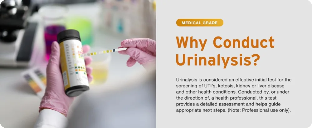 Aidteq Urine Test Strips 11 Parameter Urine Test Strips for Urobilinogen Bilirubin Ketone Blood Protein Specific Gravity pH & Ascorbic Acid 100 pieces - home Urine Test Strips