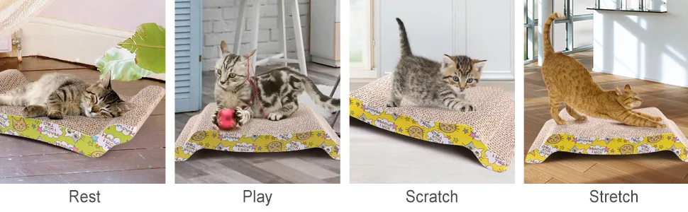 PrimePets 2 Pack Cat Scratcher Cardboard, Reversible Corrugated Cat Scratching Pad Replacement Scratcher Pad Lounge Sofa Bed, Catnip Included - cat scratcher pads