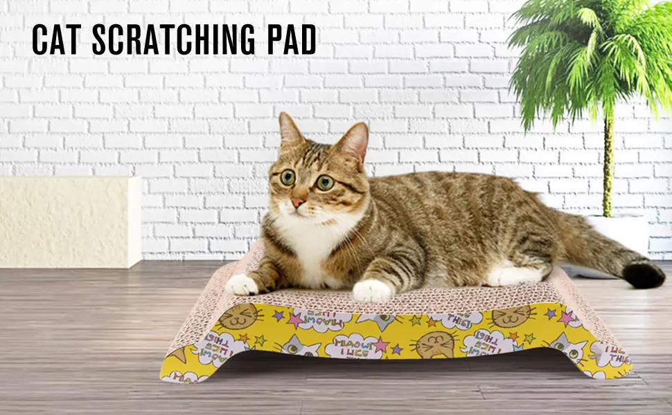 PrimePets 2 Pack Cat Scratcher Cardboard, Reversible Corrugated Cat Scratching Pad Replacement Scratcher Pad Lounge Sofa Bed, Catnip Included - waved shaper cat scratcher