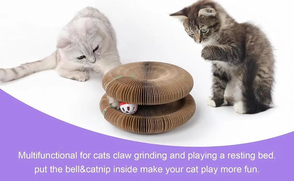 PetHse Magic Organ Cat Scratching Board, Interactive Scratch Pad Cat Toy with Toy Bell Ball - Multifunction