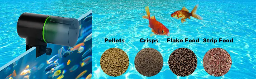 FREESEA Aquarium Automatic Fish Feeder: Vacation Timer Feeder for Fish Tank Electric Adjustable Auto Fish Food Dispenser 0.05 Gal & Two Fixed Methods - feed