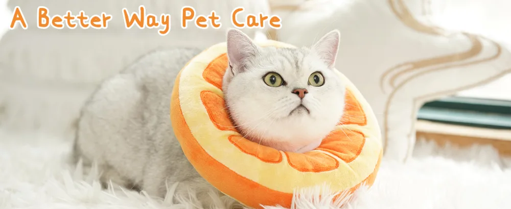 ANWA Adjustable Cat Cone Collar Soft, Cute Cat Recovery Collar, Cat Cones After Surgery for Kittens Medium (7-18 lbs) Orange - A better way pet care