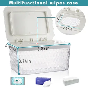 Jitnetiy Wipes Holders, Large Capacity Wipes Dispenser Box Wipes Case Dustproof Wipes Box with Lid Keep Diaper Wipes Fresh (White) - baby wipes dispenser