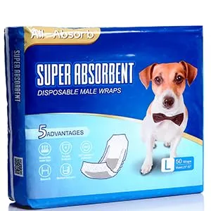All-Absorb A25 Male Dog Wrap, 50 Count, Medium , White - Wrap