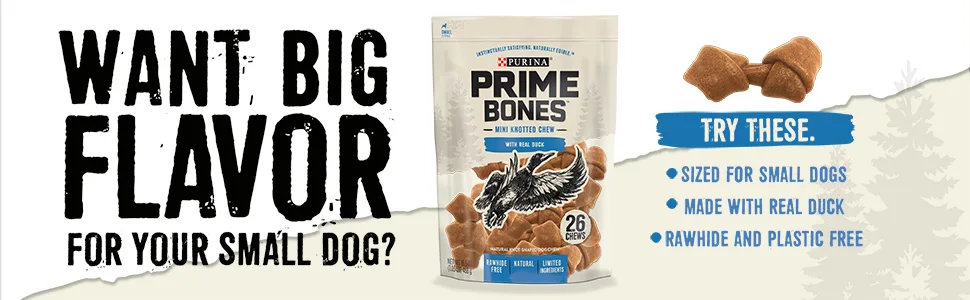 Purina Prime Bones Natural Dog Treats, Medium/Large Dog Chew Stick (Medium) Venison 9 Count (Pack of 1) - image