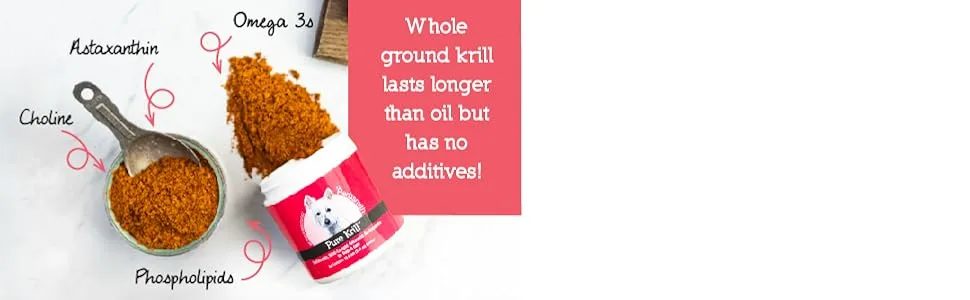 Herbsmith Pure Krill - Wild-Caught Antarctic Krill - Just 1 Ingredient - Astaxanthin for Dogs - Ready-to-Use Omega 3s 75g - krill for dogs