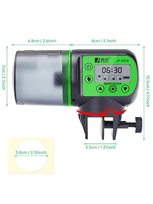 SUNWEN Automatic Fish Feeder with 2 Timer Dispensers, Auto Fish Food Feeder for Aquarium or Fish Tank, for Vacation or Holidays 7oz with LED screen - fish feeder